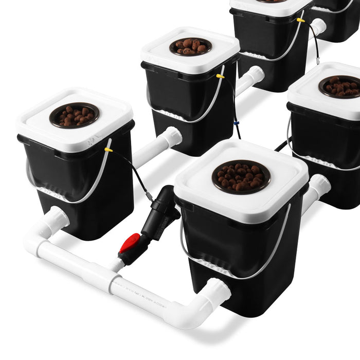 New Deep Water Culture 5 Gallon 8 Site Bubble Flow Buckets DWC RDWC Hydroponic Growing System Kits